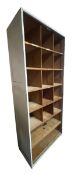 RETRO MID 20TH CENTURY PAINTED PINE PIGEON HOLE SHELF / DISPLAY UNIT