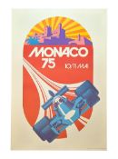 GRAND PRIX MONACO MAY 1975 LITHOGRAPHIC POSTER