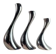 CONSTANTIN WORTMANN X GEORG JENSEN - THREE COBRA STEEL GRADUATING CANDLESTICKS