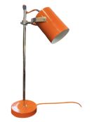 SCANDINAVIAN RETRO 20TH CENTURY ORANGE & CHROME METAL DESK LAMP