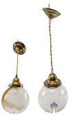PAIR OF ITALIAN MAZZEGA MID CENTURY VENETIAN GLASS CEILING PENDANT LIGHTS
