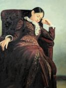 AFTER ILYA REPIN - LARGE OIL ON CANVAS OF VERA REPINA RESTING