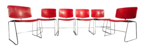 STEELCASE MAX STACKER - SIX RETRO 20TH CENTURY STACKING DINING/CAFE CHAIRS