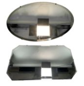 TWO EARLY 20TH CENTURY ART DECO FRAMELESS HANGING MIRROR