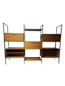 STAPLES - LADDERAX - TEAK & METAL THREE BAY MODULAR UNIT