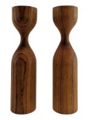 PAIR OF MID CENTURY DANISH TEAK CANDLESTICKS