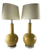 OKA - GRENADILLA LAMP - PAIR OF CONTEMPORARY CERAMIC SAFFRON TABLE LAMPS
