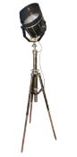 VIDEMECH LTD, MADE IN GREAT BRITAIN - RETRO FLOOR SECURITY LIGHT ON TRIPOD STAND