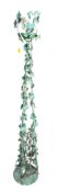VINTAGE GREEN TOLEWARE FLOOR STANDARD VINE LEAVES LAMP
