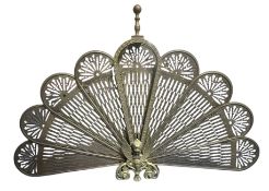 FRENCH 20TH CENTURY PIERCED BRASS PEACOCK FIRE SCREEN