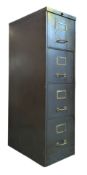 VINTAGE 20TH CENTURY GREEN METAL FOUR-DRAWER FILING CABINET