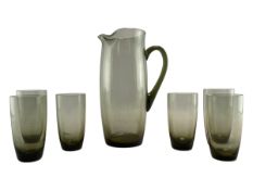 MID CENTURY SMOKED GLASS LEMONADE SET