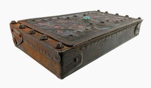 AFTER ALFRED DAGUET - ART NOUVEAU REPOUSSE METAL & JEWELLED COFFRET BOX