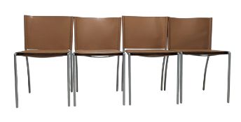 LIGNE ROSET, FRANCE - TRESS CHAIR - FOUR HIGH-END DESIGN LEATHER DINING CHAIRS