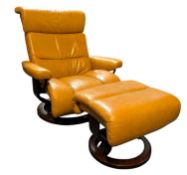 EKORNES - STTESSLESS - 20TH CENTURY EASY LOUNGE ARMCHAIR WITH STOOL