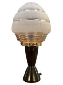 ART DECO CIRCA 1930S PINK & GILT FROSTED GLASS DESK TABLE LAMP