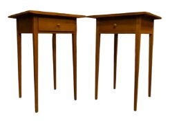 SHAKER - PAIR 1990S DESIGNER SOLID CHERRY WOOD BEDSIDES