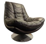 MAXSOFT - LEATHER SWIVEL ARMCHAIR ON CHROME SWIVEL BASE