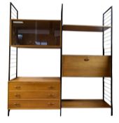 STAPLES - LADDERAX - TWO BAY TEAK & METAL MODULAR UNIT