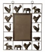 MANNER OF ATELIER MAROLLES & JEAN TOURET - VINTAGE WROUGHT IRON ANIMAL WALL MIRROR