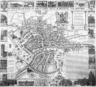JACOBUS MILLERD'S PLAN OF BRISTOL, 1673 - C. 1950S MAP OF BRISTOL & SUBURBS
