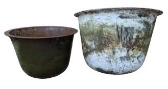 GARDEN URNS / PLANTERS - TWO 20TH CENTURY COPPERS