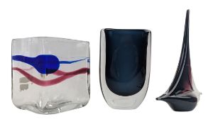 THREE 20TH CENTURY SWEDISH STUDIO ART GLASS VASES
