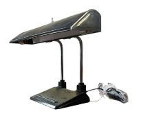 RETRO 20TH CENTURY BLACK METAL SCIENTIFIC/BANKERS DESK TABLE LAMP