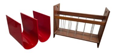 MID CENTURY DANISH TEAK MAGAZINE RACK AND ONE OTHER