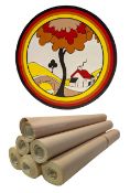 JOHN OLIVER EXCLUSIVE HAND-PRINTED WALLPAPER - CLARICE CLIFF BIZZARE FANTASQUE WALLPAPER ROLLS