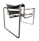 MARCEL BREUER - VINTAGE WASSILY STYLE CHROME & LEATHER LOUNGE CHAIR