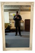 LARGE ROCOCO-INSPIRED WHITE PAINTED FRAMED HANGING MIRROR