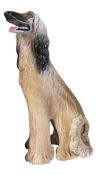 LARGE ITALIAN MID CENTURY GLAZED CERAMIC AFGHAN HOUND DOG SCULPTURE