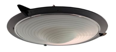 EZIO DIDONE X ARTELUCE - LARGE ITALIAN MID CENTURY GLASS & METAL CEILING LIGHT