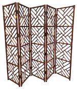 MID CENTURY BAMBOO FIVE FOLD ROOM DIVIDER