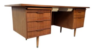 LARGE MID CENTURY BRITISH MODERN DESIGN TEAK OFFICE DESK