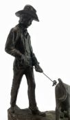 RICHARD MUNO - THE HOT BRAND - 20TH CENTURY BRONZE STATURE OF AN AMERICAN COWBOY