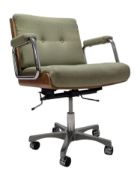 GIROFLEX - RETRO MID CENTURY UPHOLSTERED & CHROME SWIVEL CHAIR