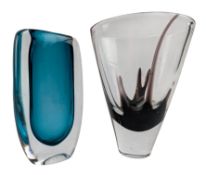 VICKE LINDSTRAND FOR KOSTA BODA - TWO MID STUDIO ART GLASS VASES