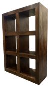 CONTEMPORARY HIGH END DESIGN OAK WOOD TWO OVER THREE OPEN BOOKCASE