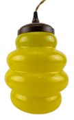 MID 20TH CENTURY STYLE YELLOW GLASS BEEHIVE PENDANT CEILING LIGHT