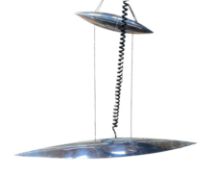 RETRO 20TH CENTURY CHROME METAL SPACE AGE RISE & FALL CEILING LIGHT