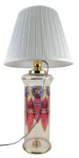 ITALIAN ART NOUVEAU STYLE GILT AND HAND PAINTED GLASS TABLE LAMP