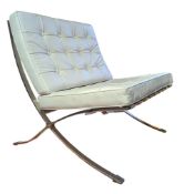 AFTER MIES VAN DER ROHE - VINTAGE WHITE BARCELONA STYLE CHAIR