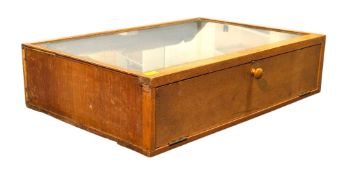 RETRO MID CENTURY OAK & GLASS HABERDASHERY COUNTERTOP DISPLAY CASE