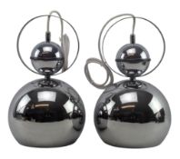PAIR OF 20TH CENTURY 1970S HANGING CHROME EYEBALL CEILING LIGHTS