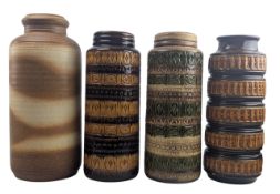 WEST GERMAN POTTERY - FOUR MID CENTURY STUDIO ART POTTERY VASES