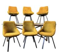 MODERN DESIGNER MARBLE TOPPED TABLE AND MATCHING SIX CHAIRS