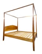 SHAKER - 1990S DESIGNER SOLID CHERRY WOOD FOUR-POSTER KING-SIZE BED