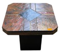 ATTR. PAUL KINGMA - BRUTALIST SLATE & BRASS COFFEE TABLE